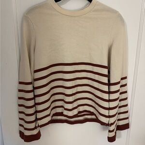 Marine Layer Cream and Brown Striped Sweater